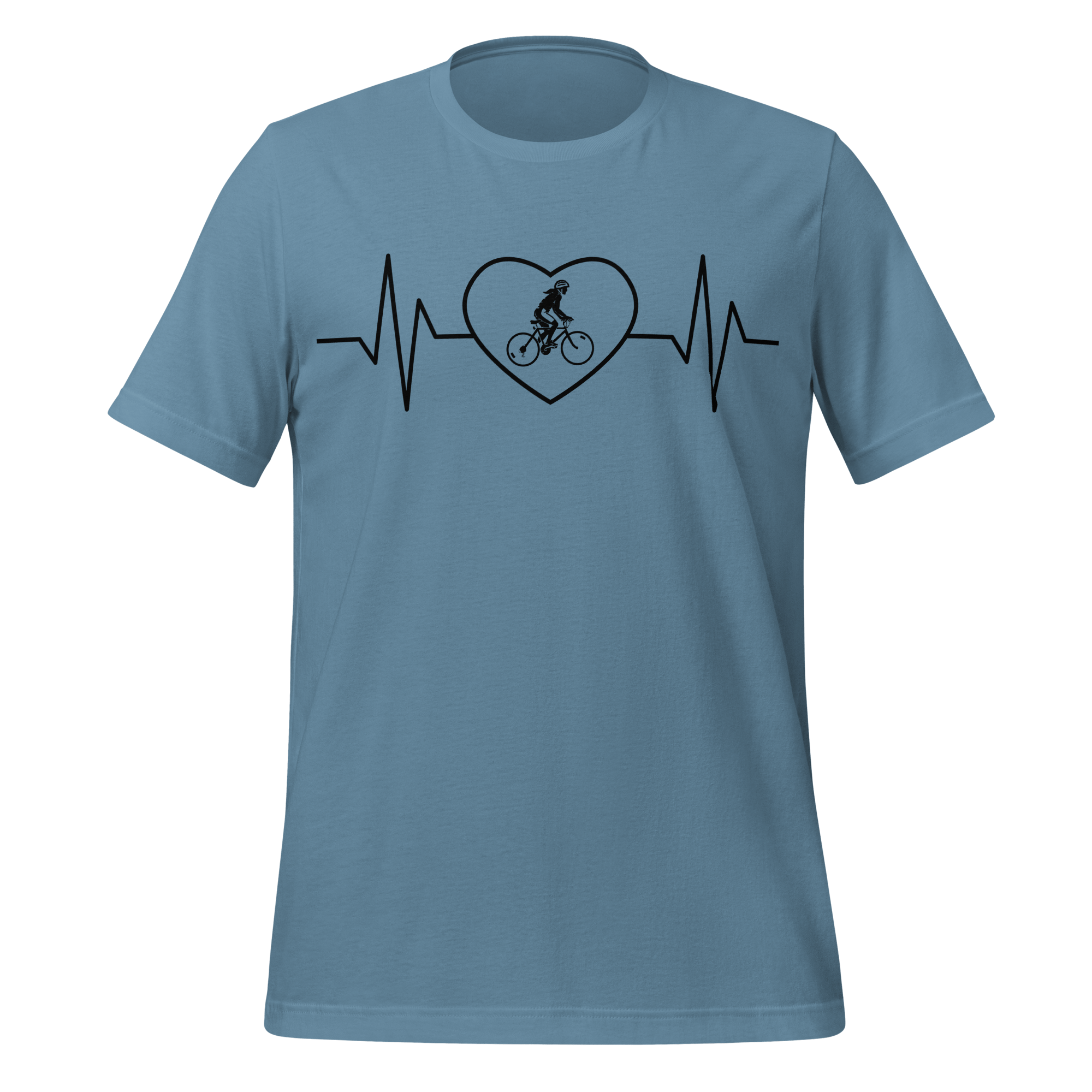 Female Cyclist Heartbeat T-Shirt | Minimalist Bike Lover Tee 