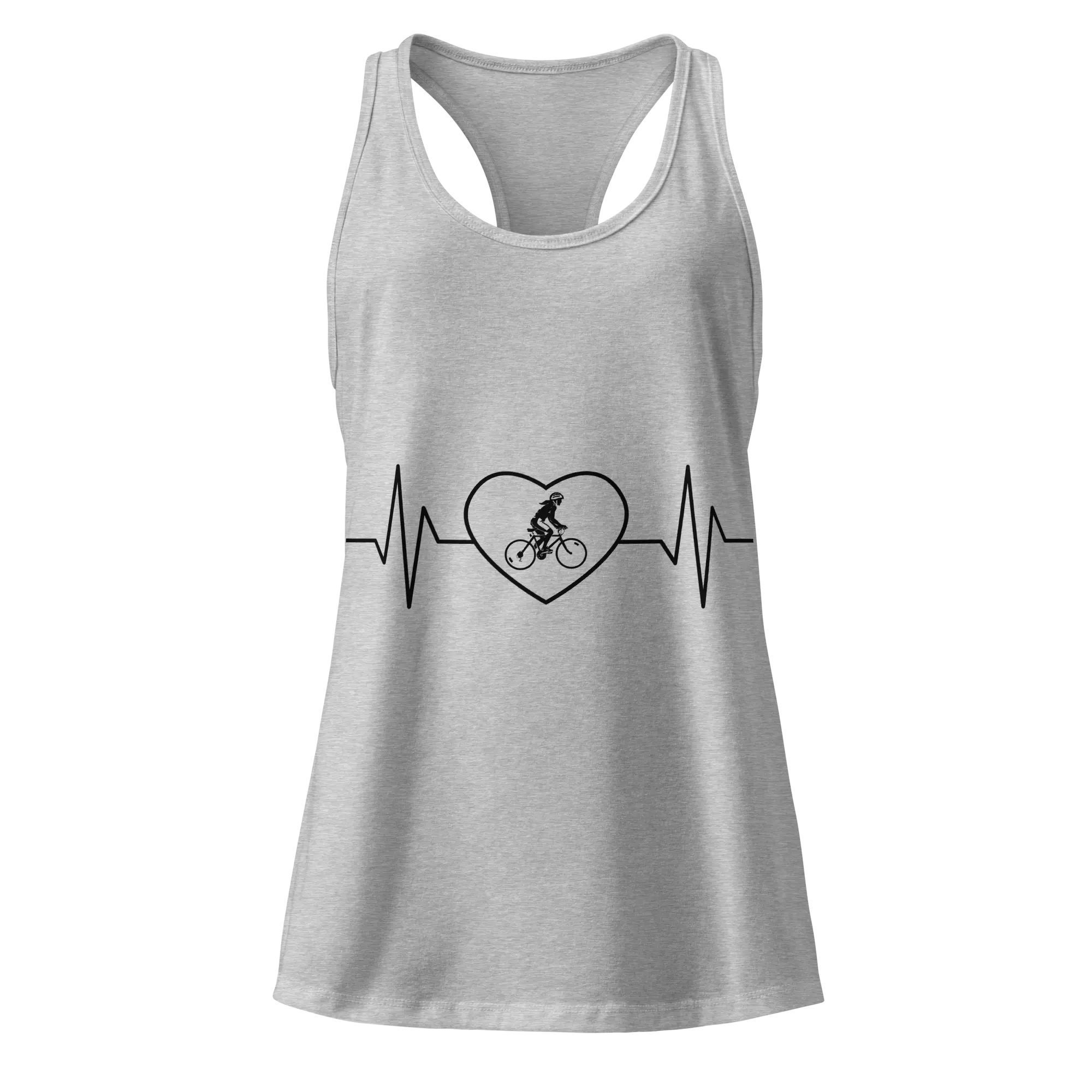 Cycling Heartbeat Women's Racerback Tank Top -  Heather gray / 2XL -  Cyclist Hive
