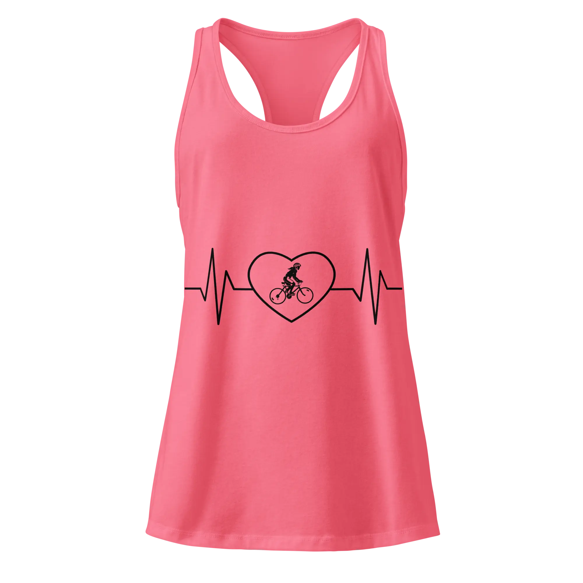 Cycling Heartbeat Women's Racerback Tank Top -  Hot Pink / 2XL -  Cyclist Hive