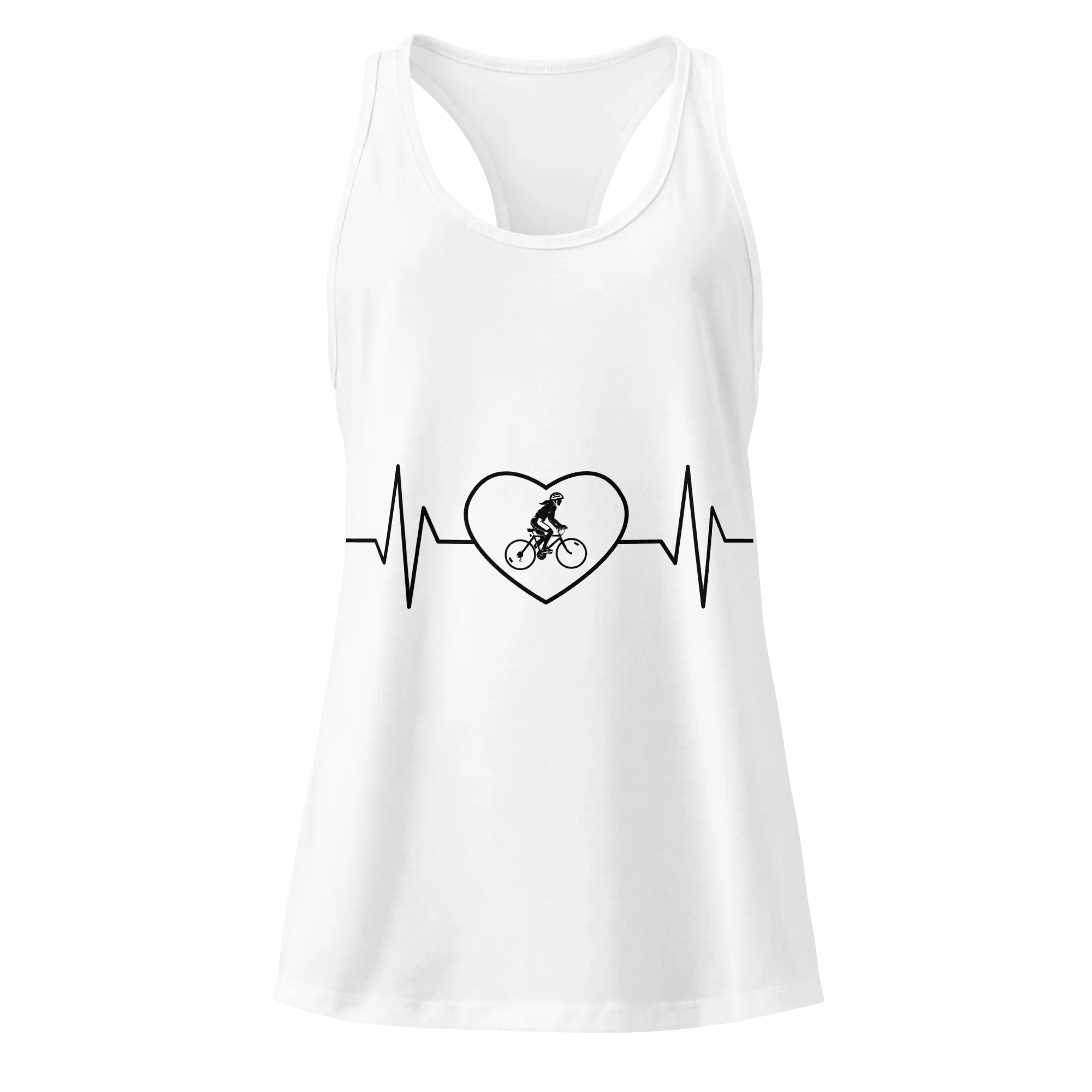Cycling Heartbeat Women's Racerback Tank Top -  White / 2XL -  Cyclist Hive