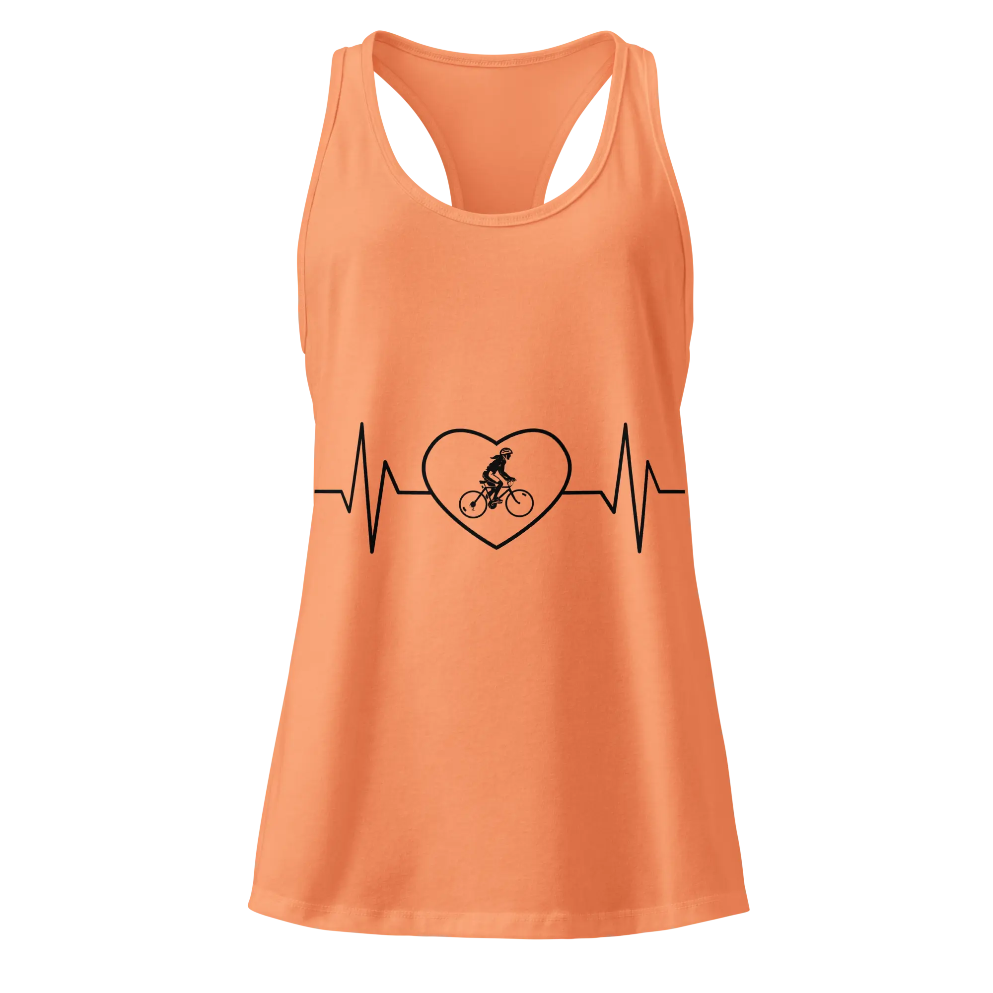 Cycling Heartbeat Women's Racerback Tank Top -  Light Orange / 2XL -  Cyclist Hive
