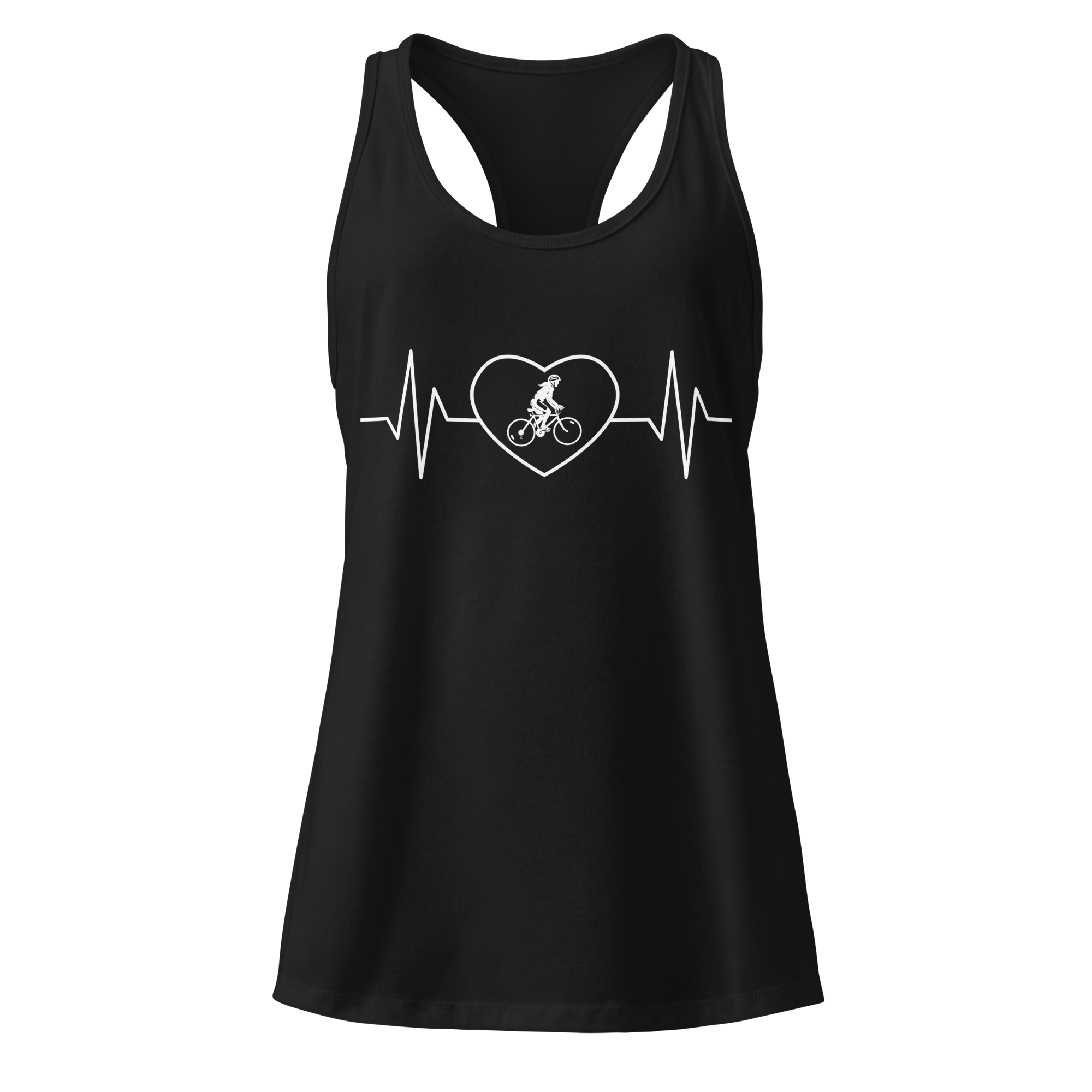 Cycling Heartbeat Women's Racerback Tank Top  Black / 2XL Cyclist Hive