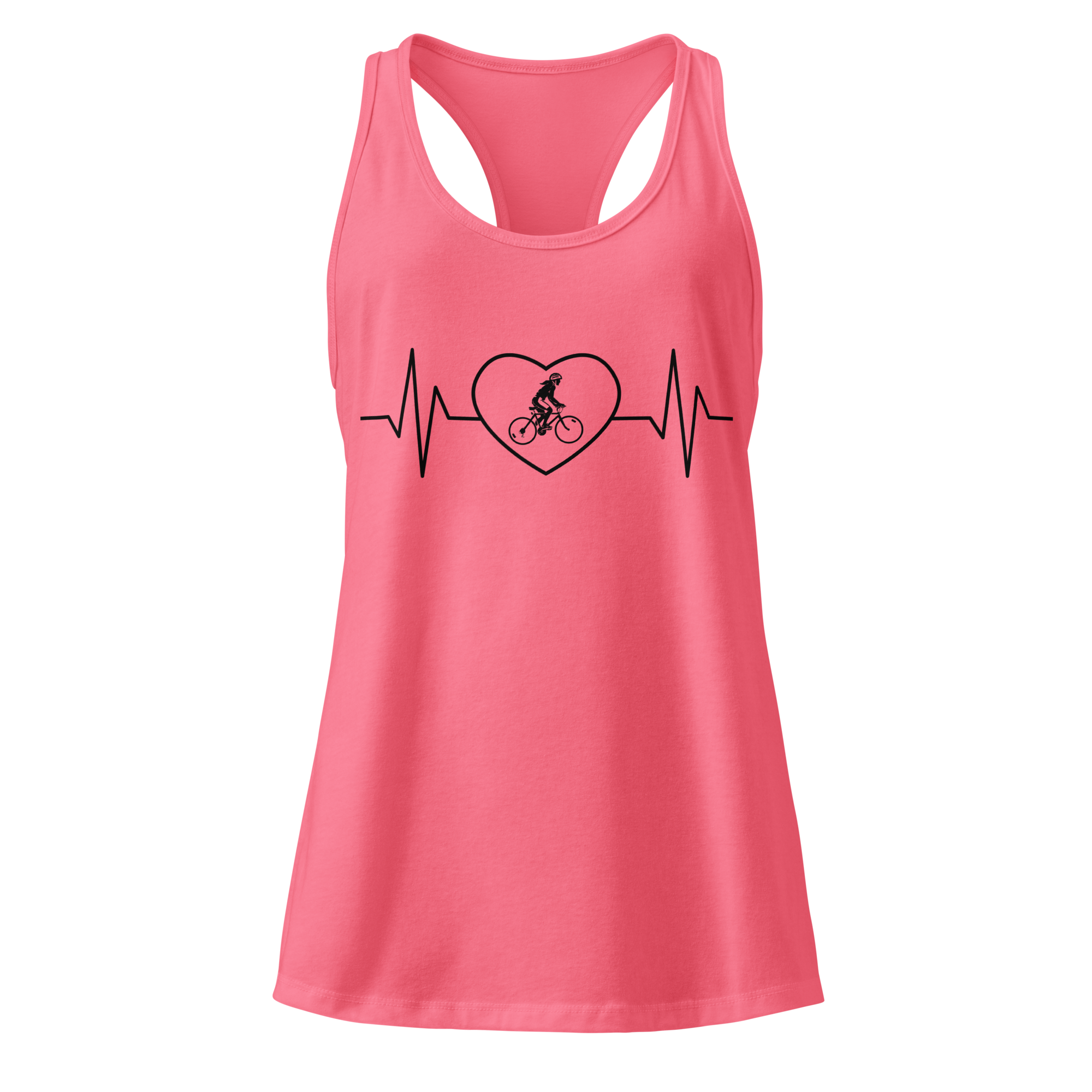 Cycling Heartbeat Women's Racerback Tank Top  Hot Pink / 2XL Cyclist Hive