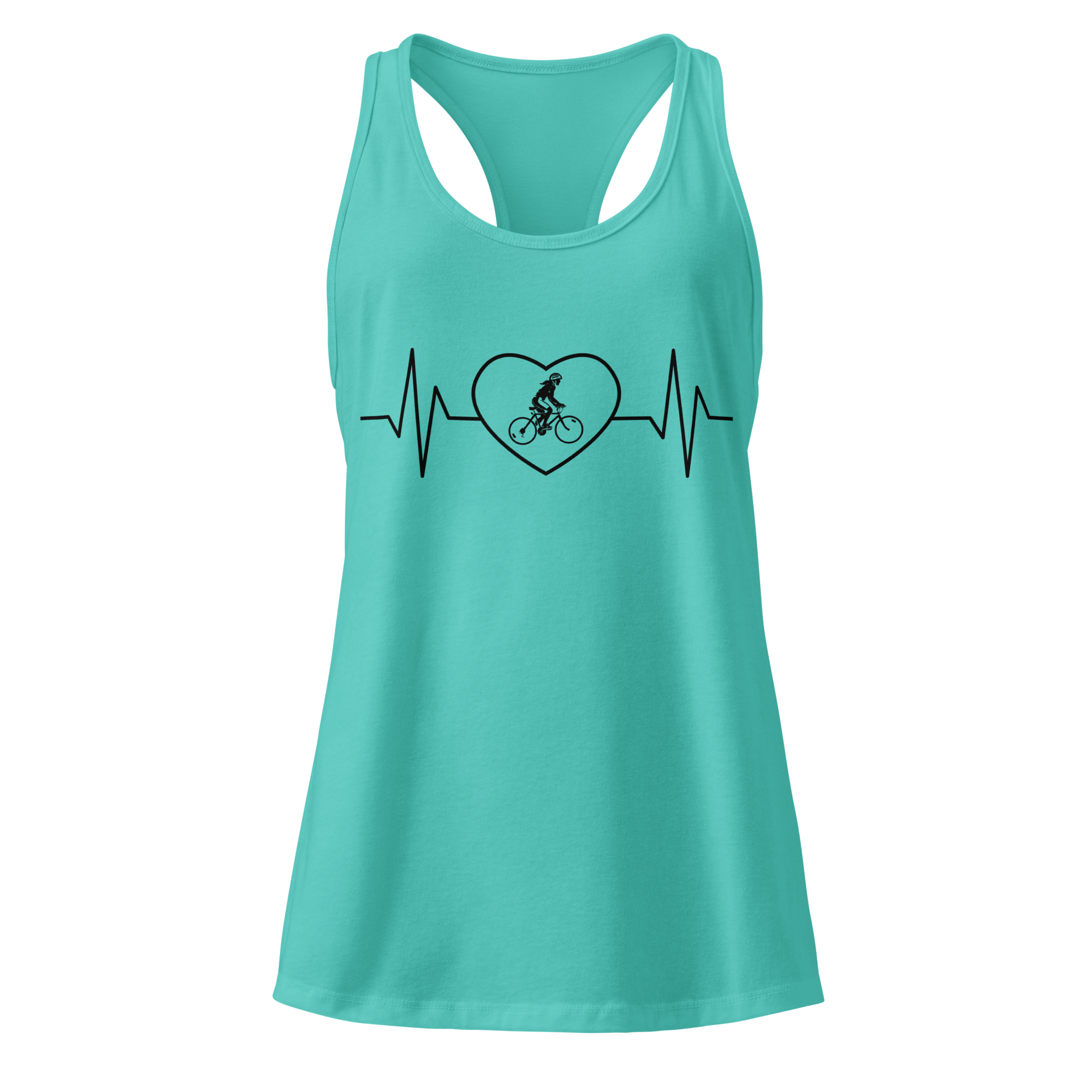 Cycling Heartbeat Women's Racerback Tank Top  Tahiti Blue / 2XL Cyclist Hive