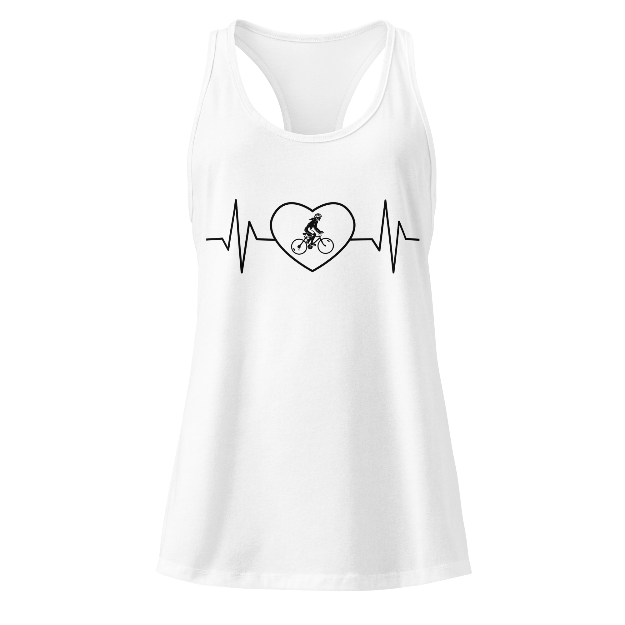 Cycling Heartbeat Women's Racerback Tank Top  White / 2XL Cyclist Hive