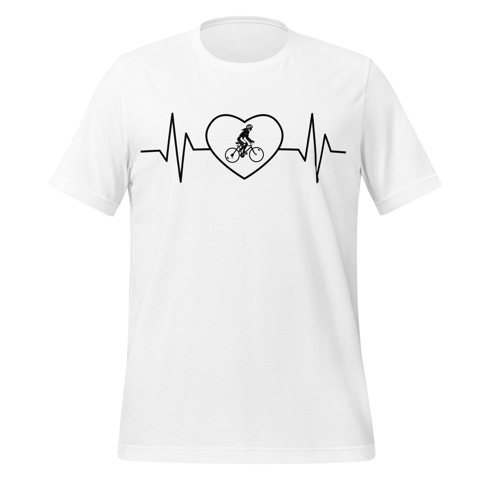 Female Cyclist Heartbeat T-Shirt | Minimalist Bike Lover Tee  White / XS Cyclist Hive