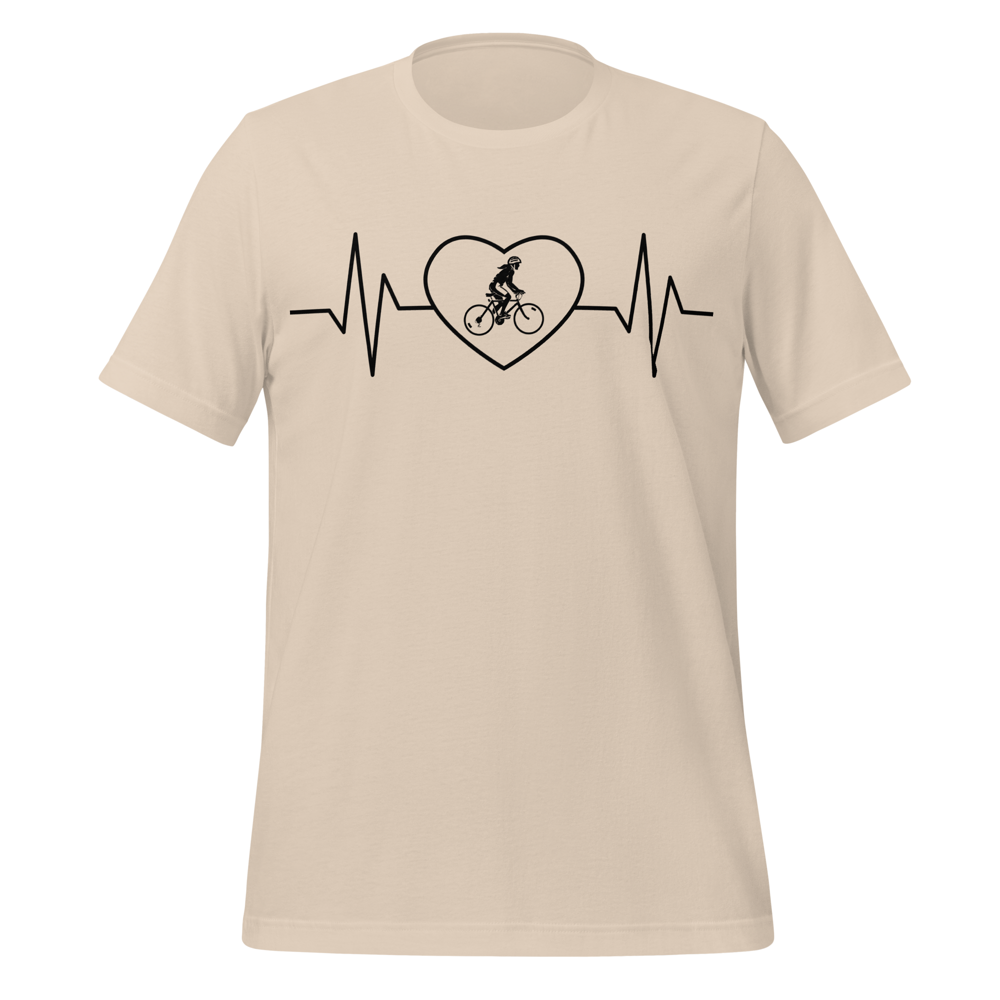 Female Cyclist Heartbeat T-Shirt | Minimalist Bike Lover Tee  Soft Cream / XS Cyclist Hive