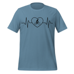 Female Cyclist Heartbeat T-Shirt | Minimalist Bike Lover Tee  Steel Blue / 2XL Cyclist Hive