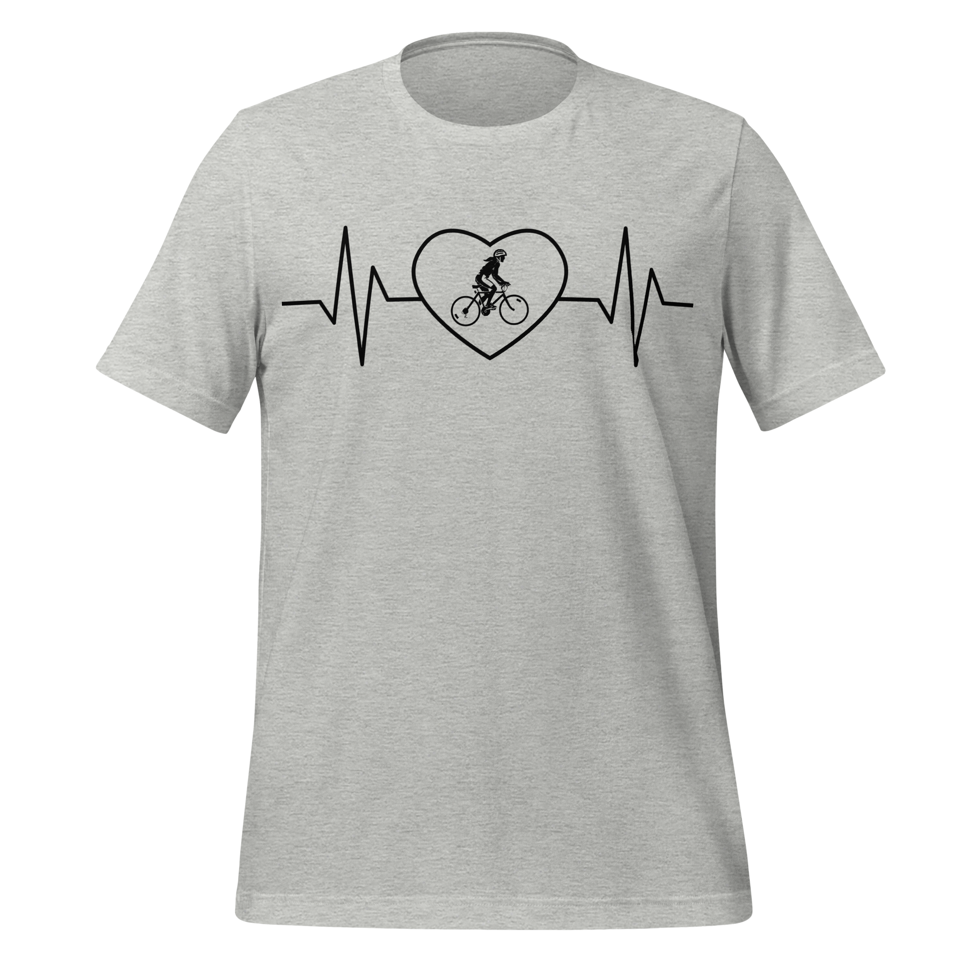 Female Cyclist Heartbeat T-Shirt | Minimalist Bike Lover Tee  Athletic Heather / XS Cyclist Hive