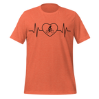 Female Cyclist Heartbeat T-Shirt | Minimalist Bike Lover Tee  Heather Orange / 2XL Cyclist Hive