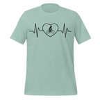 Female Cyclist Heartbeat T-Shirt | Minimalist Bike Lover Tee  Heather Prism Dusty Blue / XS Cyclist Hive