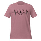 Female Cyclist Heartbeat T-Shirt | Minimalist Bike Lover Tee  Heather Orchid / 2XL Cyclist Hive