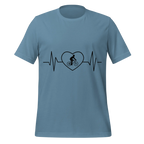 Male Cyclist Heartbeat Men’s T-Shirt | Minimalist Bike Lover Tee -  Steel Blue / XS Cyclist Hive