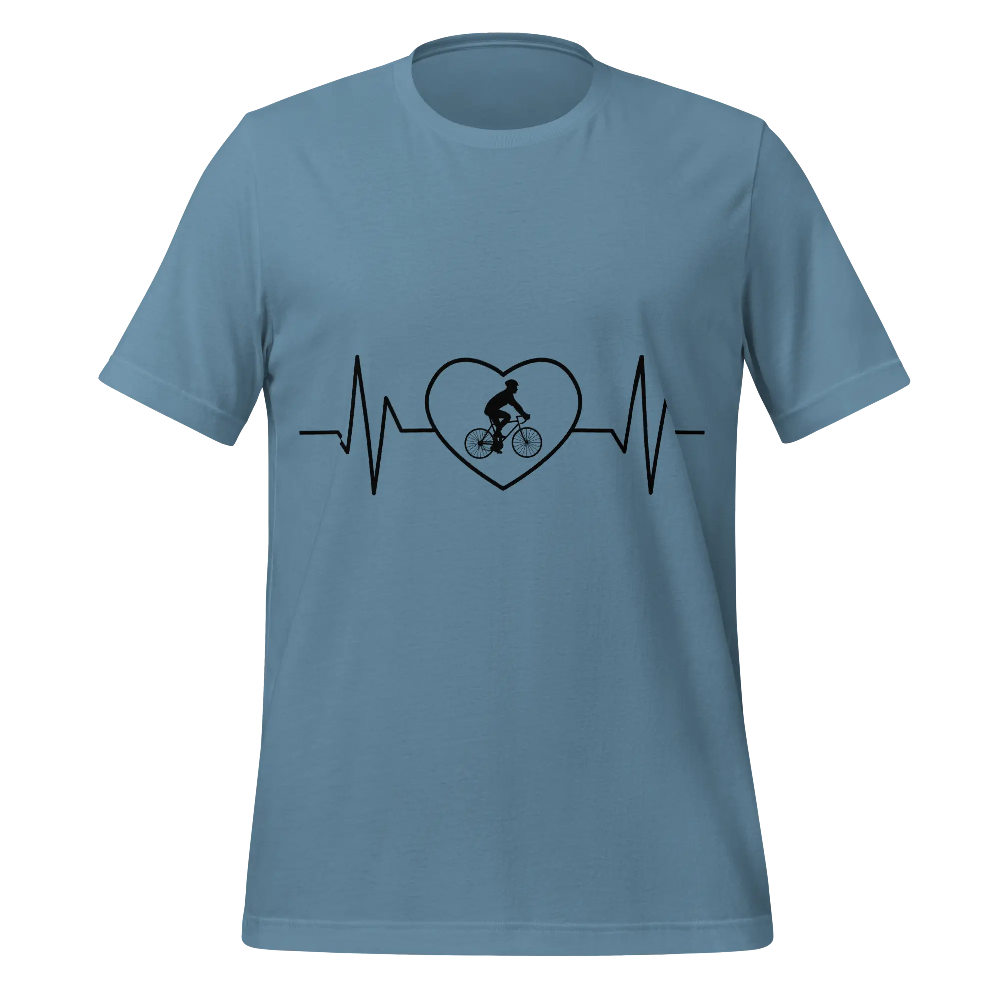 Male Cyclist Heartbeat Men’s T-Shirt | Minimalist Bike Lover Tee -  Steel Blue / XS Cyclist Hive