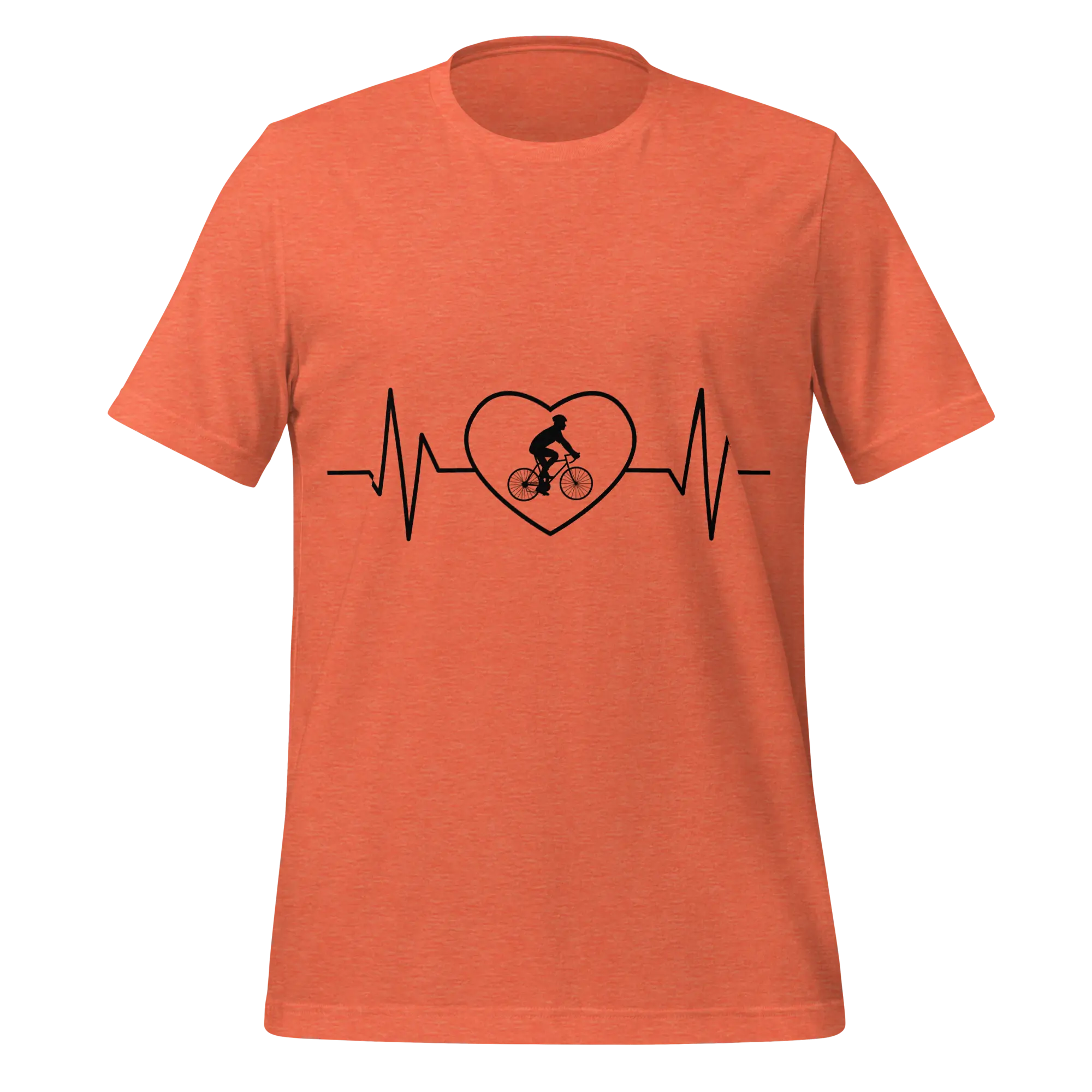 Male Cyclist Heartbeat Men’s T-Shirt | Minimalist Bike Lover Tee -  Heather Orange / 2XL Cyclist Hive