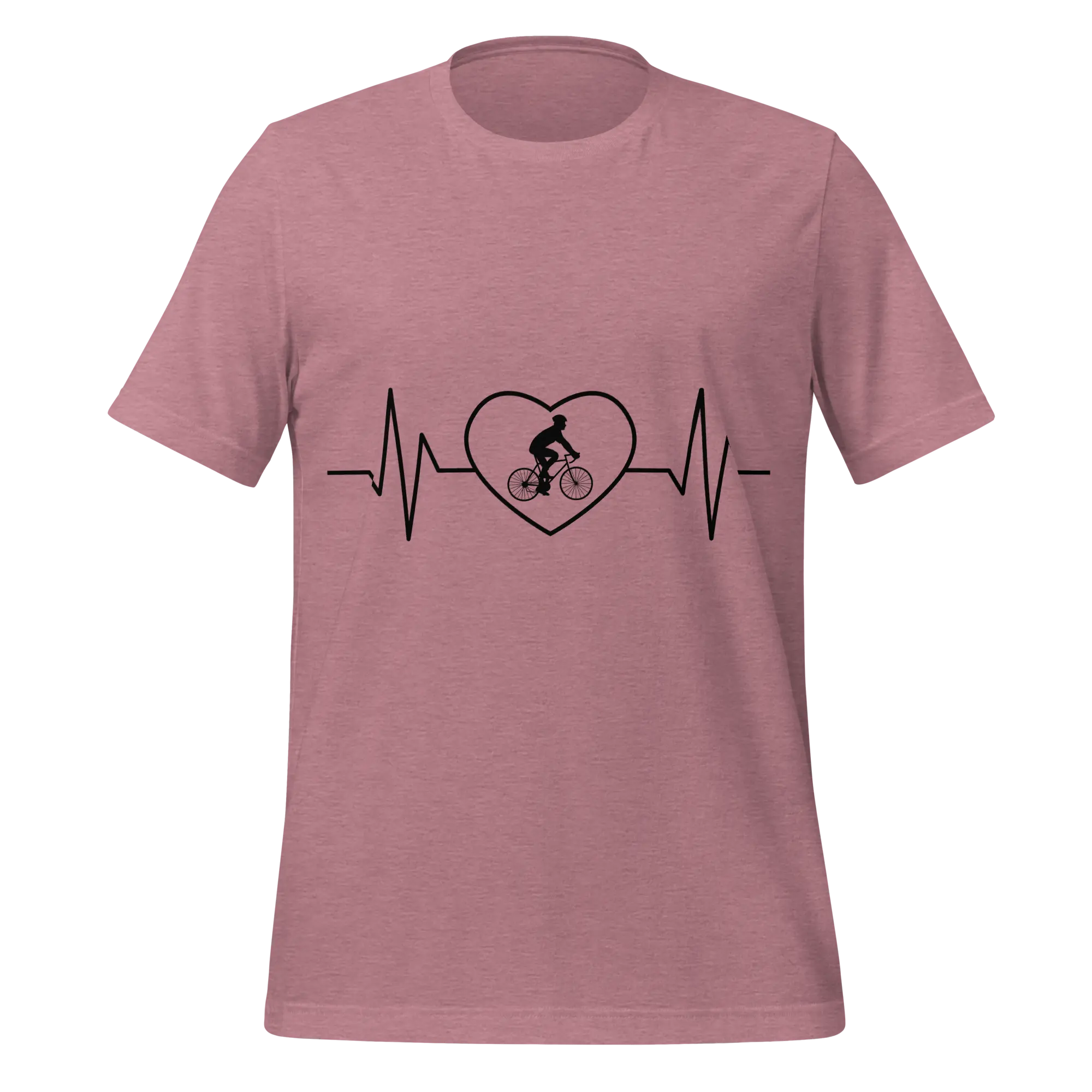 Male Cyclist Heartbeat Men’s T-Shirt | Minimalist Bike Lover Tee -  Heather Orchid / 2XL Cyclist Hive