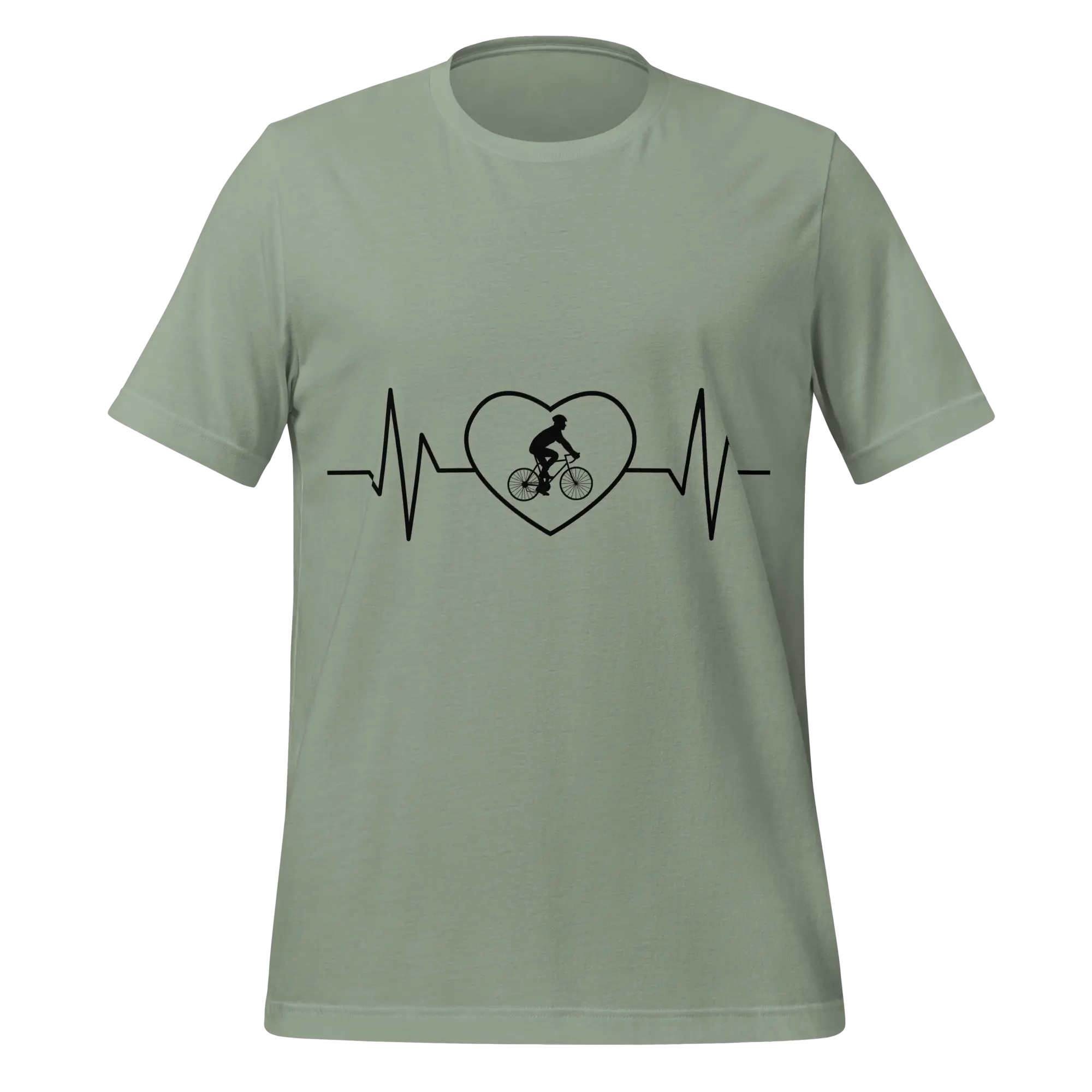 Male Cyclist Heartbeat Men’s T-Shirt | Minimalist Bike Lover Tee -  Sage / XS Cyclist Hive