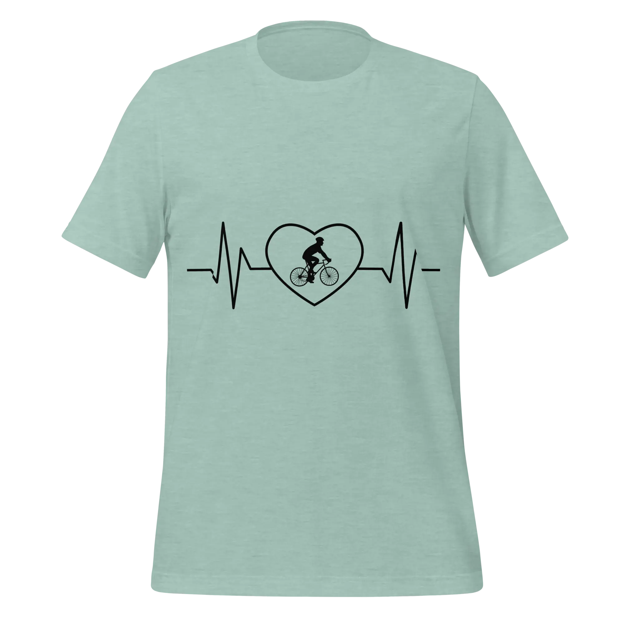 Male Cyclist Heartbeat Men’s T-Shirt | Minimalist Bike Lover Tee -  Heather Prism Dusty Blue / XS Cyclist Hive