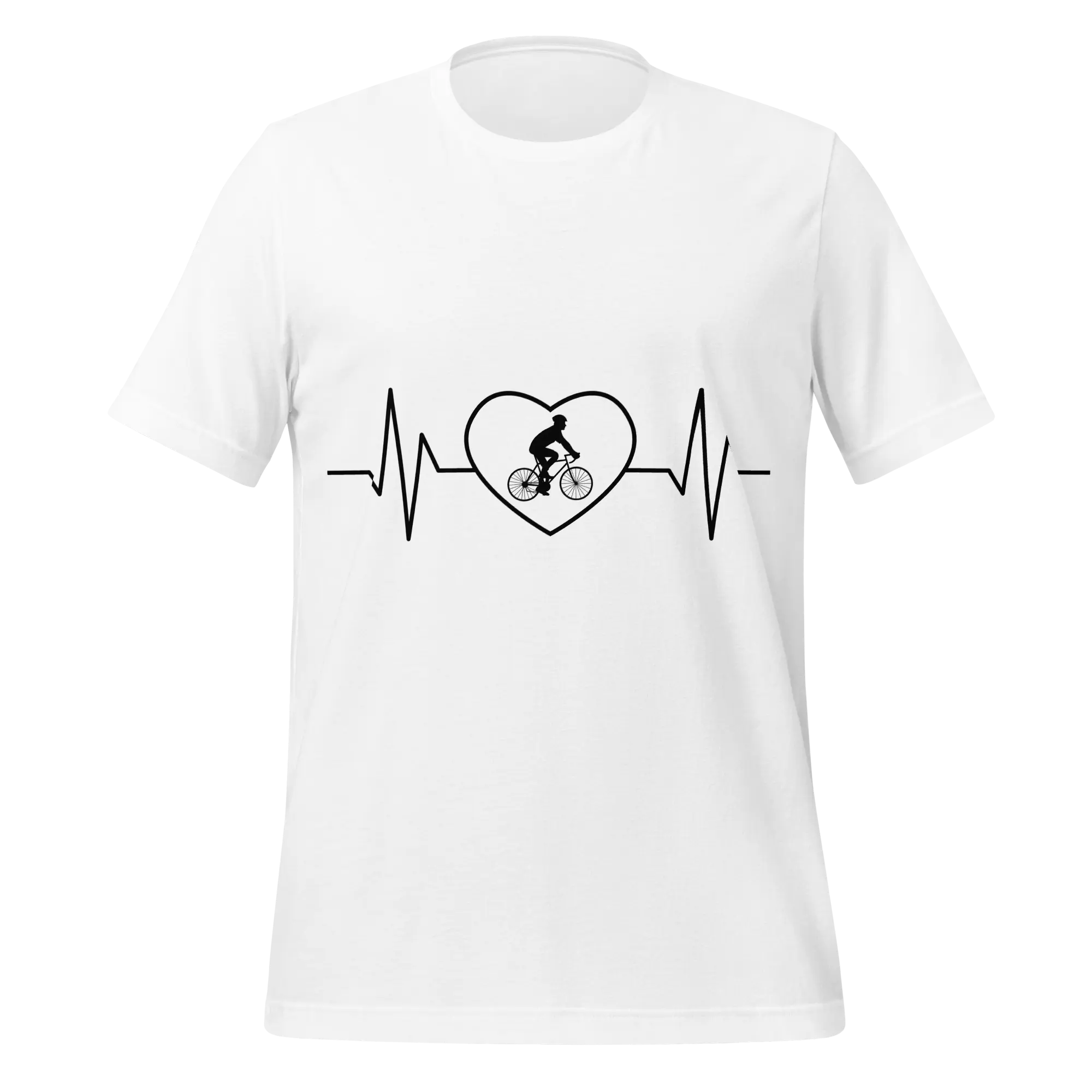 Male Cyclist Heartbeat Men’s T-Shirt | Minimalist Bike Lover Tee -  White / XS Cyclist Hive