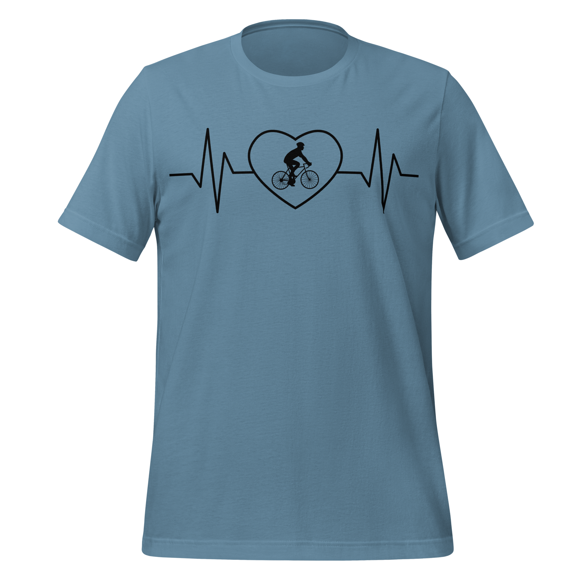 Male Cyclist Heartbeat Men’s T-Shirt | Minimalist Bike Lover Tee  Steel Blue / 2XL Cyclist Hive