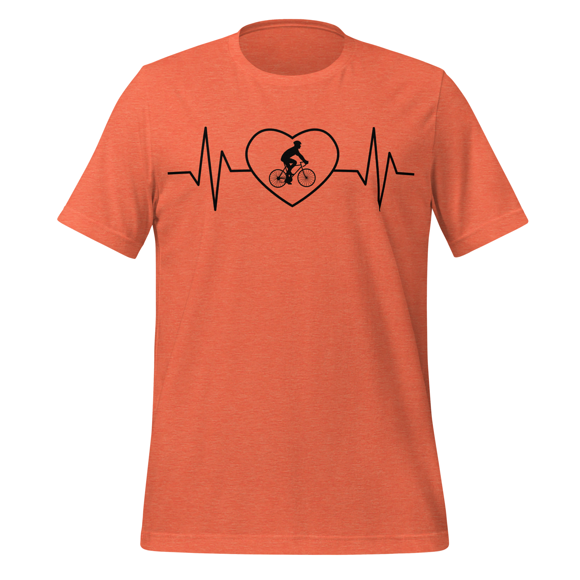 Male Cyclist Heartbeat Men’s T-Shirt | Minimalist Bike Lover Tee  Heather Orange / 2XL Cyclist Hive