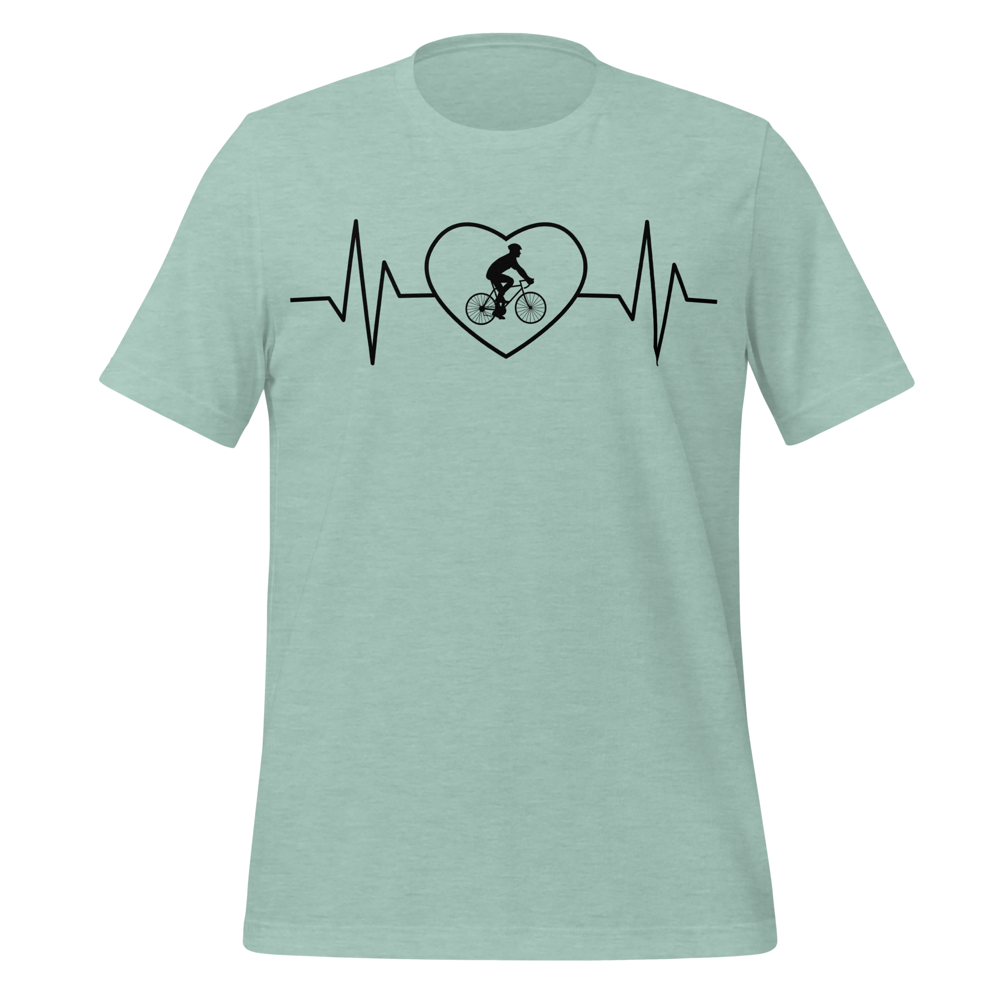Male Cyclist Heartbeat Men’s T-Shirt | Minimalist Bike Lover Tee  Heather Prism Dusty Blue / XS Cyclist Hive