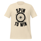Spin to Win Cycling T-Shirt | Black Text Funny Cycling Tee for Riders - Cyclist Hive