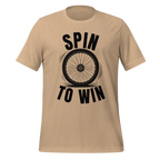 Spin to Win Cycling T-Shirt | Black Text Funny Cycling Tee for Riders - Cyclist Hive