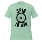 Spin to Win Cycling T-Shirt | Black Text Funny Cycling Tee for Riders - Cyclist Hive
