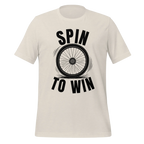 Spin to Win Cycling T-Shirt | Black Text Funny Cycling Tee for Riders - Cyclist Hive