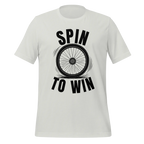 Spin to Win Cycling T-Shirt | Black Text Funny Cycling Tee for Riders - Cyclist Hive