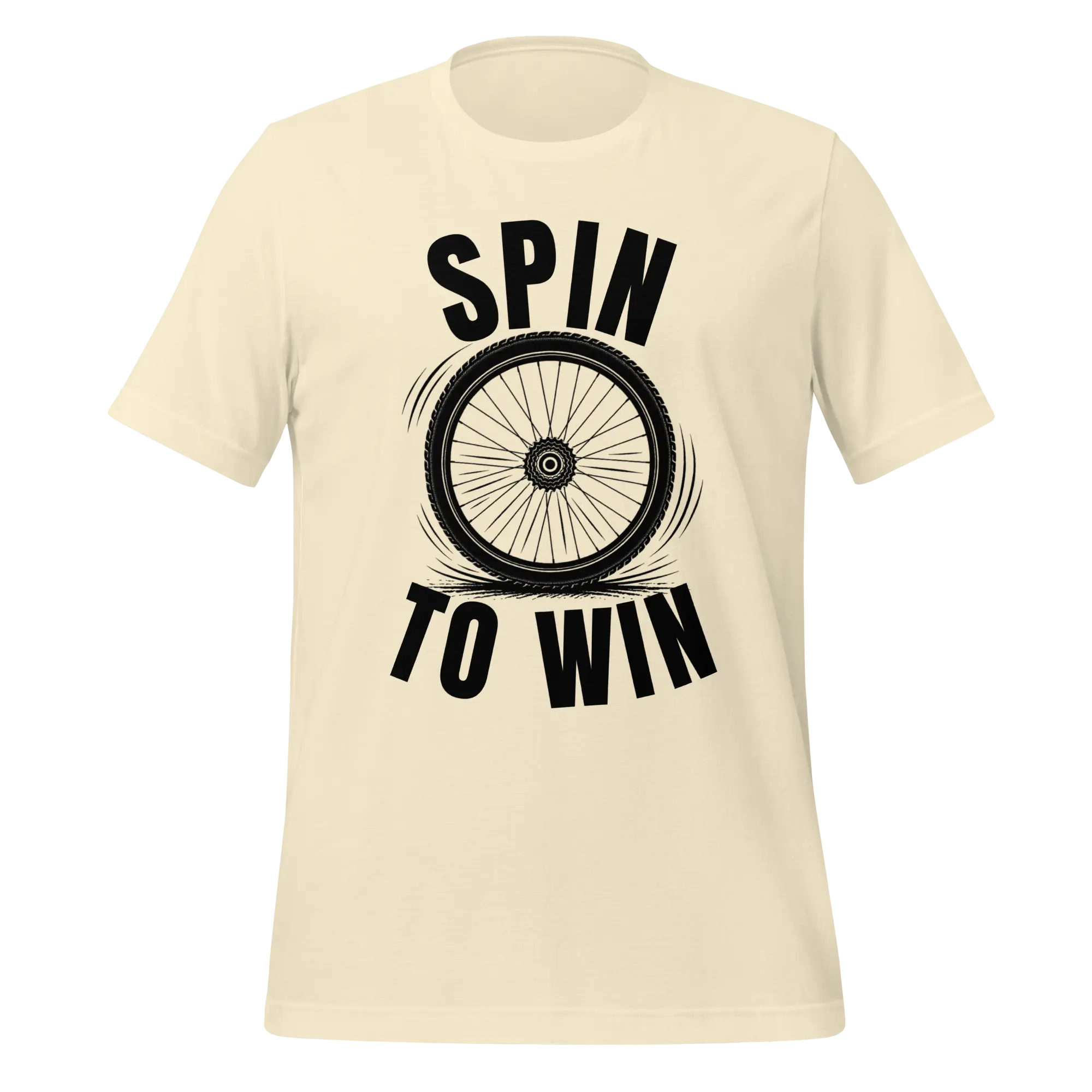 Spin to Win Cycling T-Shirt | Black Text Funny Cycling Tee for Riders - Cyclist Hive