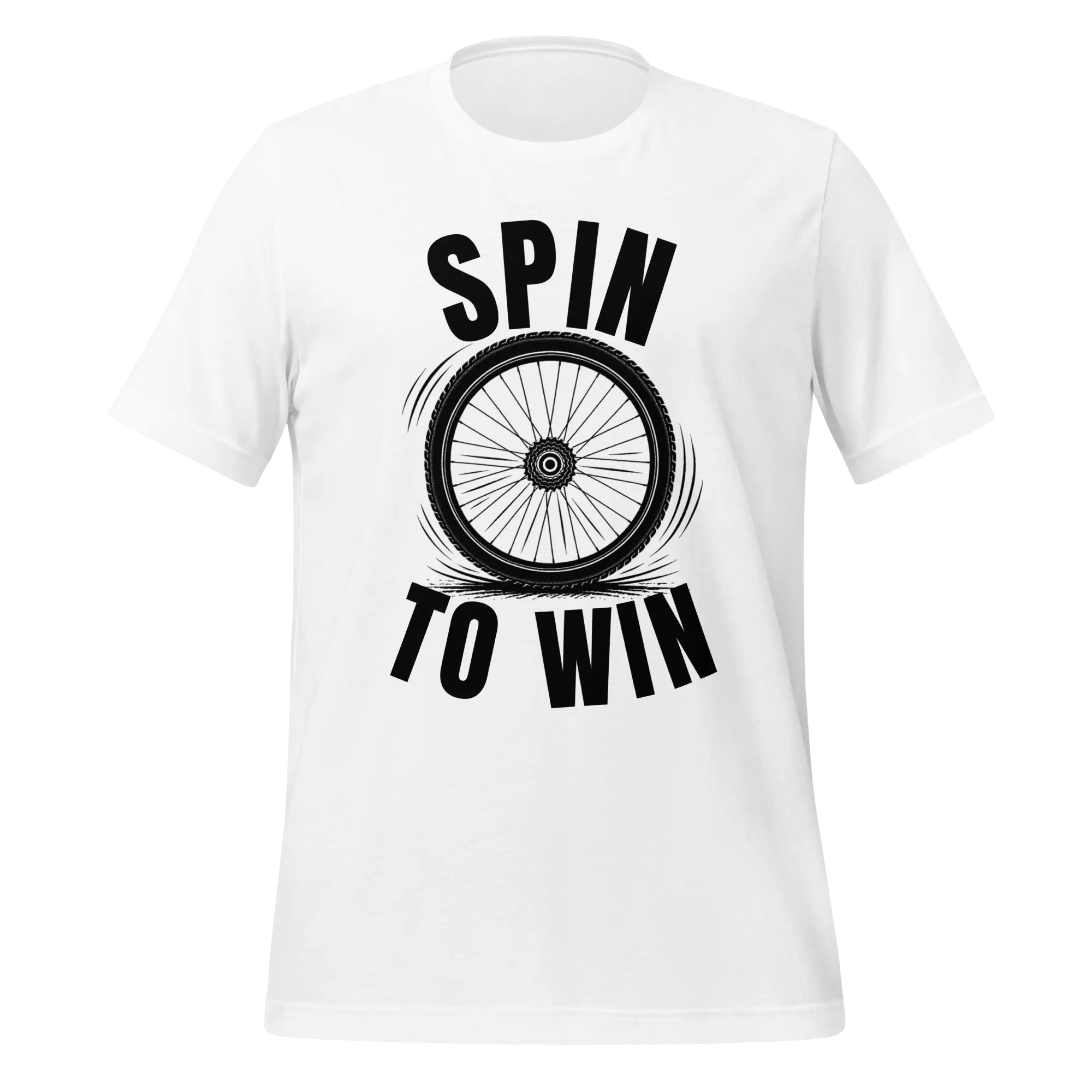 Spin to Win Cycling T-Shirt | Black Text Funny Cycling Tee for Riders - Cyclist Hive