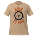 Spin to Win Cycling T-Shirt | Orange Retro Lettering Bike Tee - Cyclist Hive
