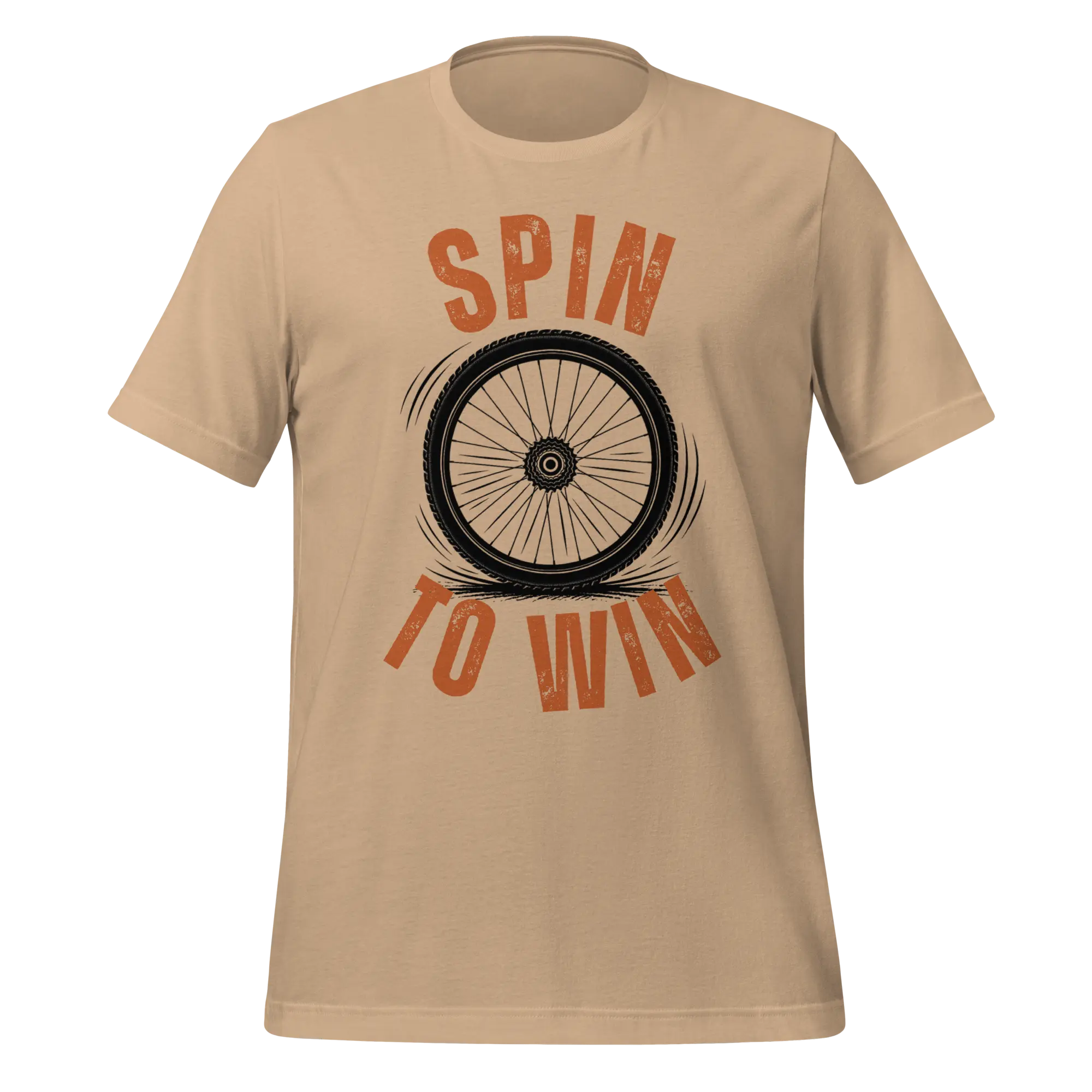 Spin to Win Cycling T-Shirt | Orange Retro Lettering Bike Tee - Cyclist Hive