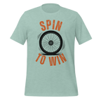 Spin to Win Cycling T-Shirt | Orange Retro Lettering Bike Tee - Cyclist Hive