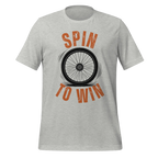 Spin to Win Cycling T-Shirt | Orange Retro Lettering Bike Tee - Cyclist Hive