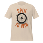 Spin to Win Cycling T-Shirt | Orange Retro Lettering Bike Tee - Cyclist Hive