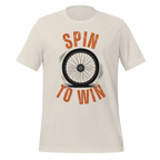 Spin to Win Cycling T-Shirt | Orange Retro Lettering Bike Tee - Cyclist Hive