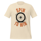 Spin to Win Cycling T-Shirt | Orange Retro Lettering Bike Tee - Cyclist Hive