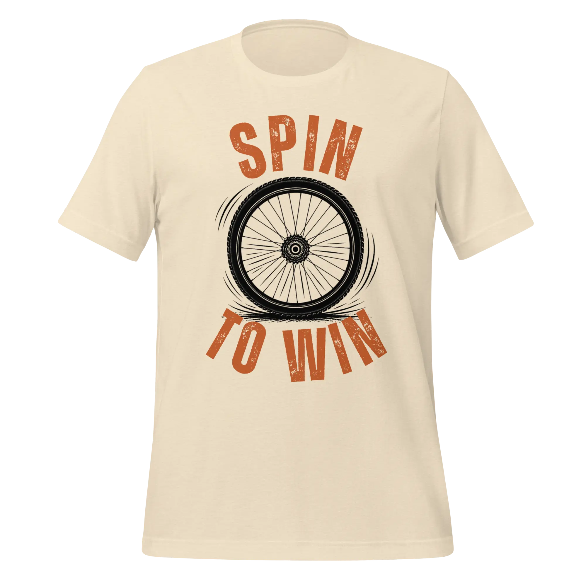 Spin to Win Cycling T-Shirt | Orange Retro Lettering Bike Tee - Cyclist Hive
