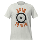 Spin to Win Cycling T-Shirt | Orange Retro Lettering Bike Tee - Cyclist Hive