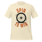 Spin to Win Cycling T-Shirt | Orange Retro Lettering Bike Tee - Cyclist Hive