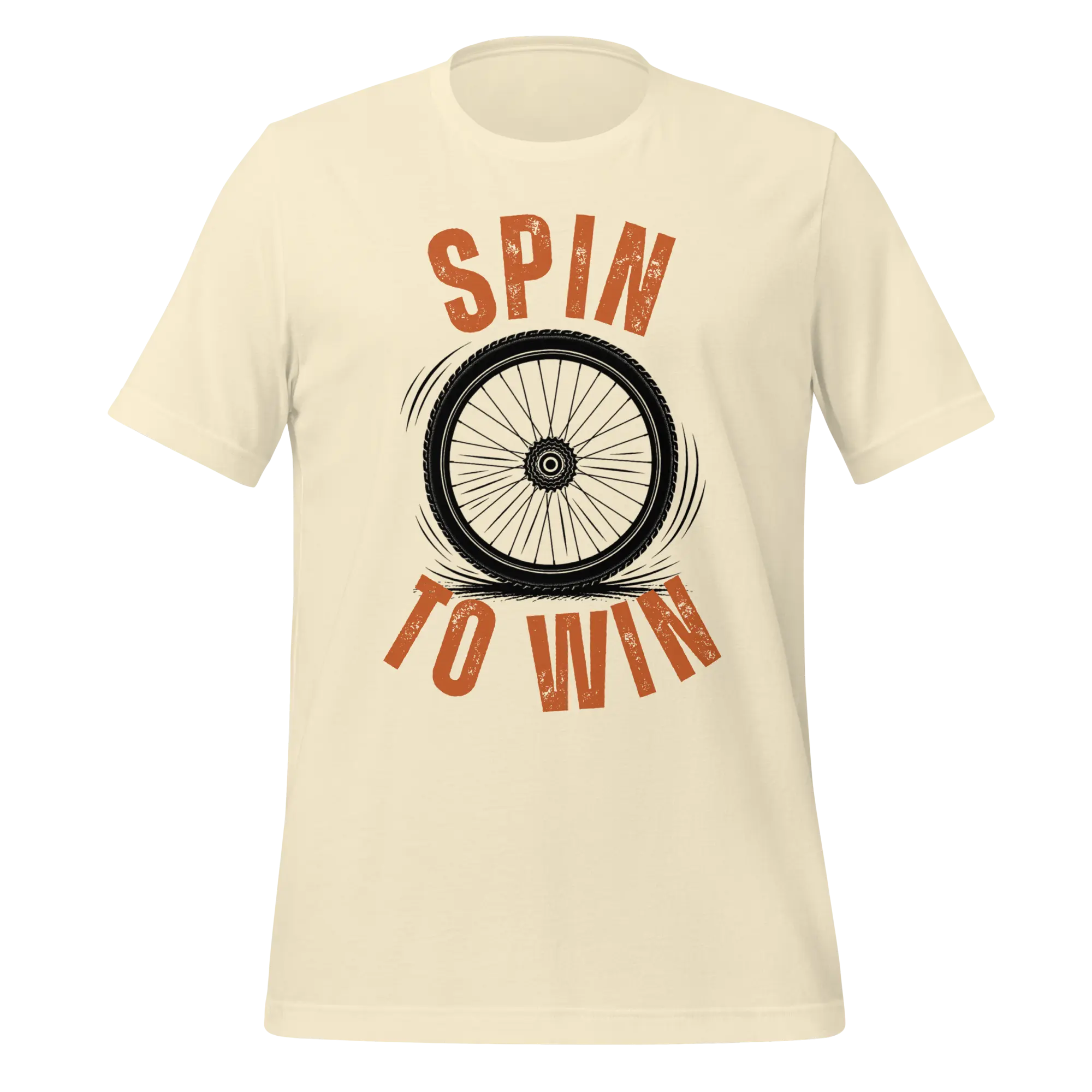 Spin to Win Cycling T-Shirt | Orange Retro Lettering Bike Tee - Cyclist Hive