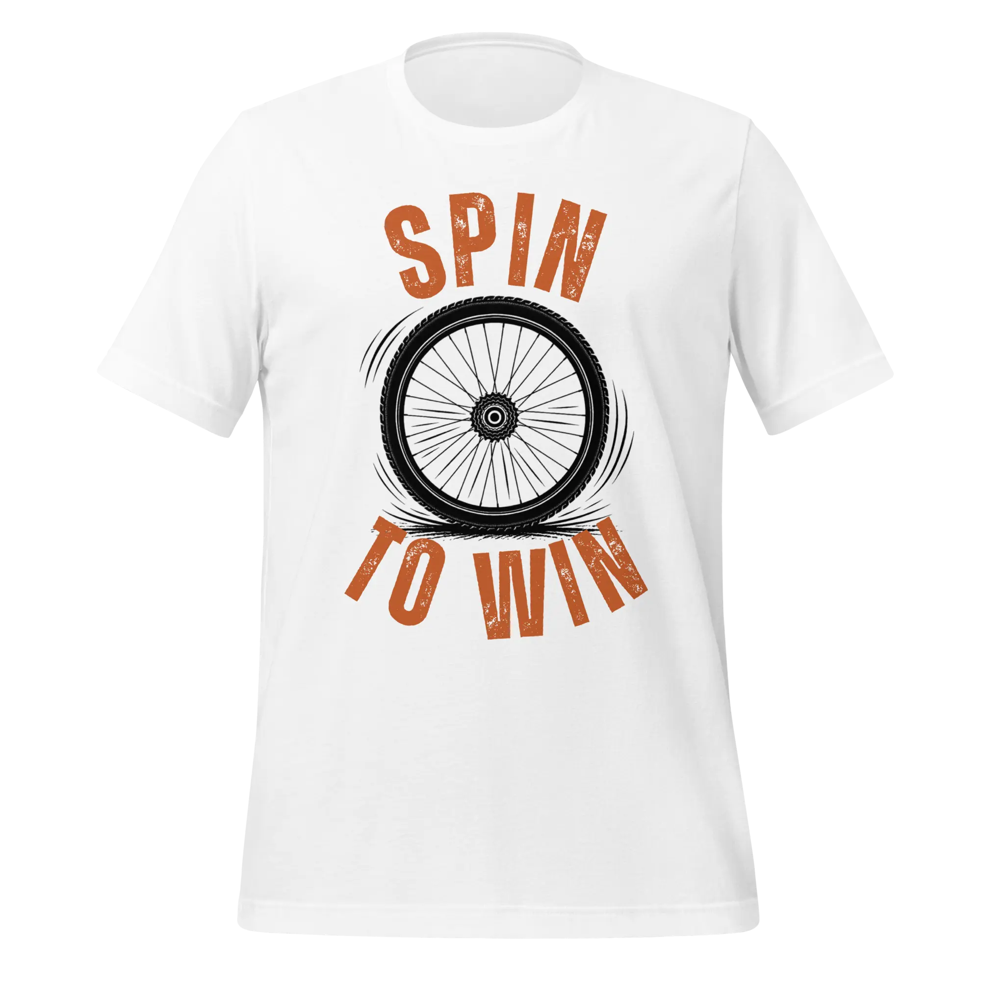 Spin to Win Cycling T-Shirt | Orange Retro Lettering Bike Tee - Cyclist Hive