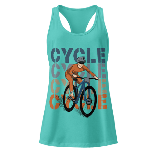 Cycle Retro Block Women’s Racerback Tank Top | Vintage Cycling Graphic - Cyclist Hive