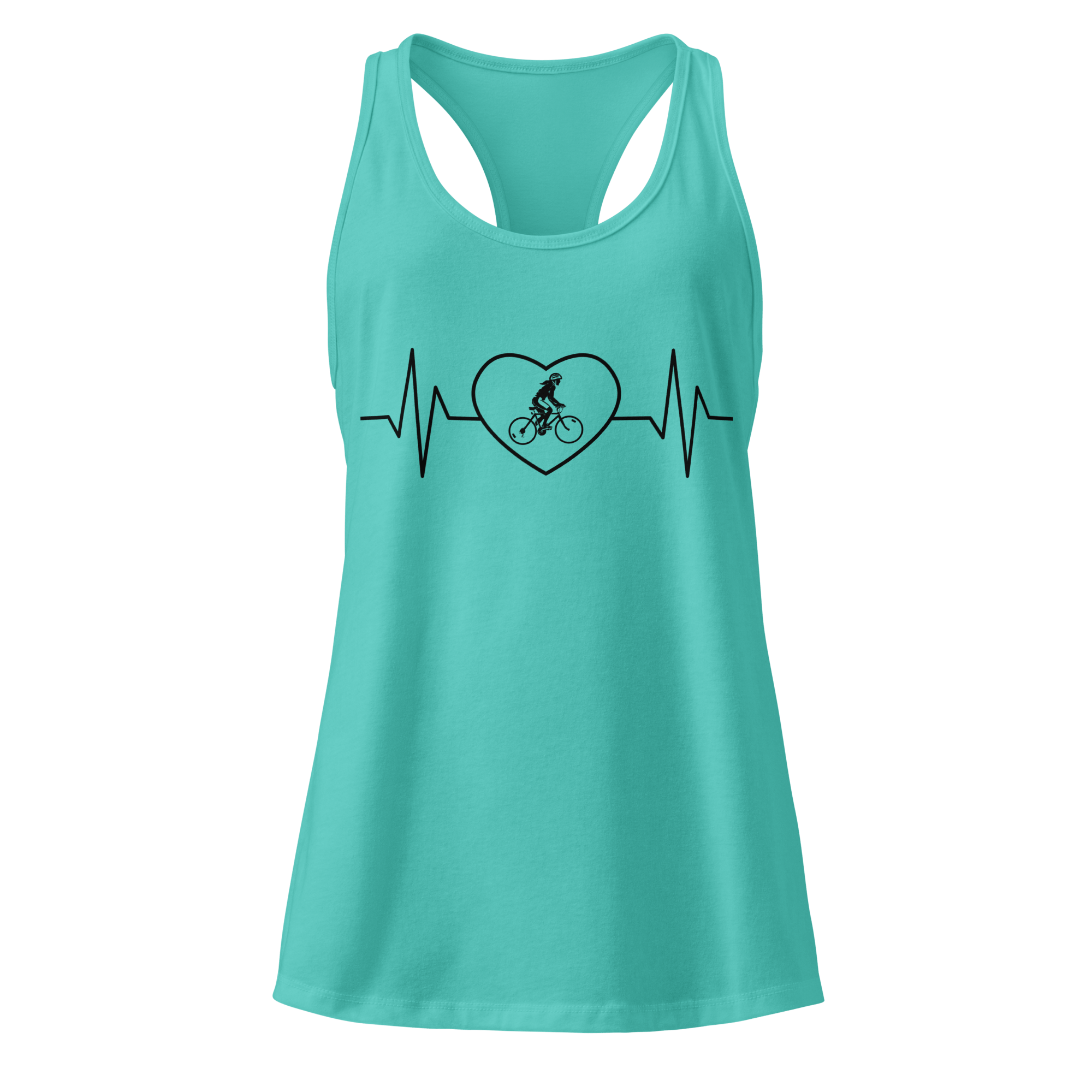 Cycling Heartbeat Women's Racerback Tank Top - Cyclist Hive