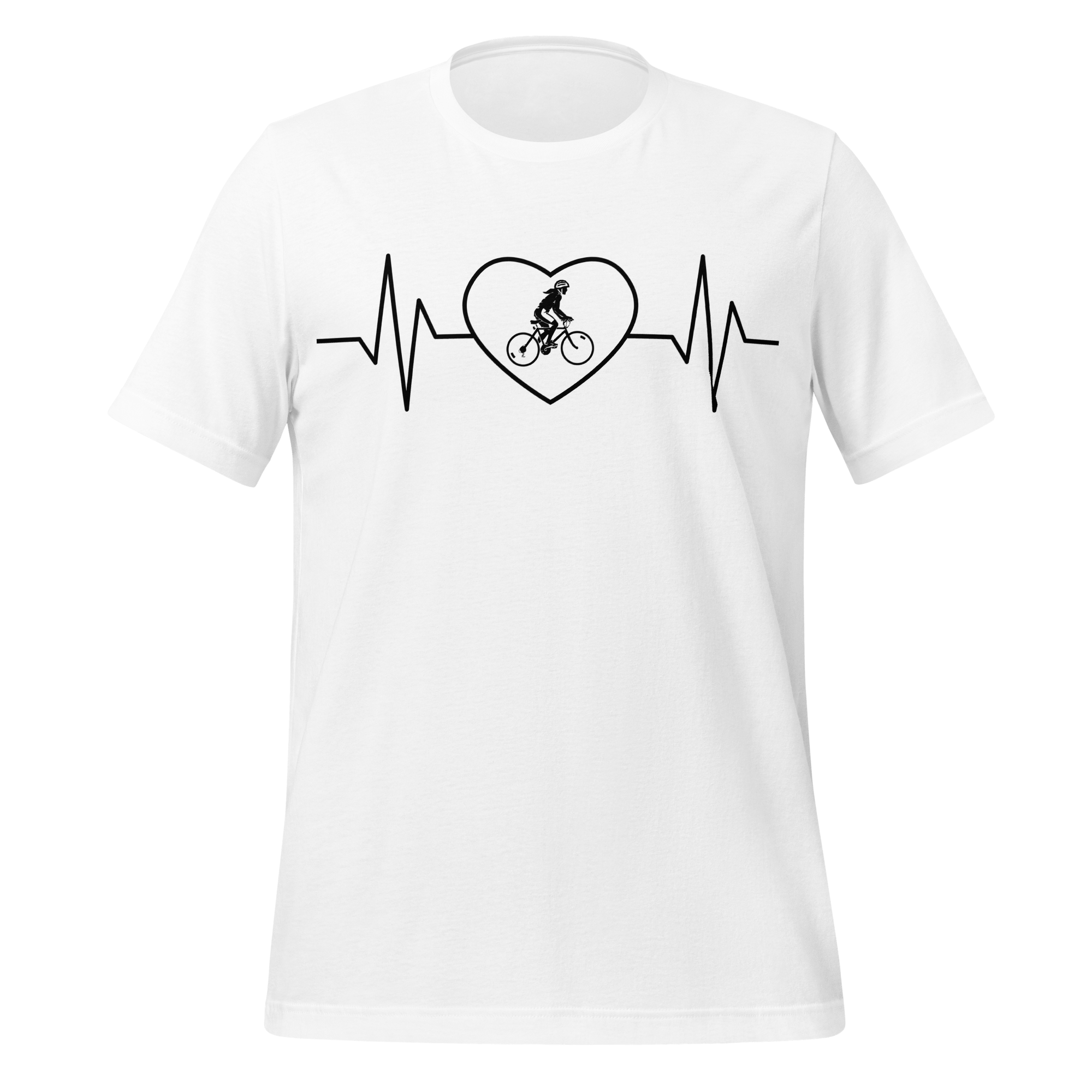 Female Cyclist Heartbeat T-Shirt | Minimalist Bike Lover Tee - Cyclist Hive