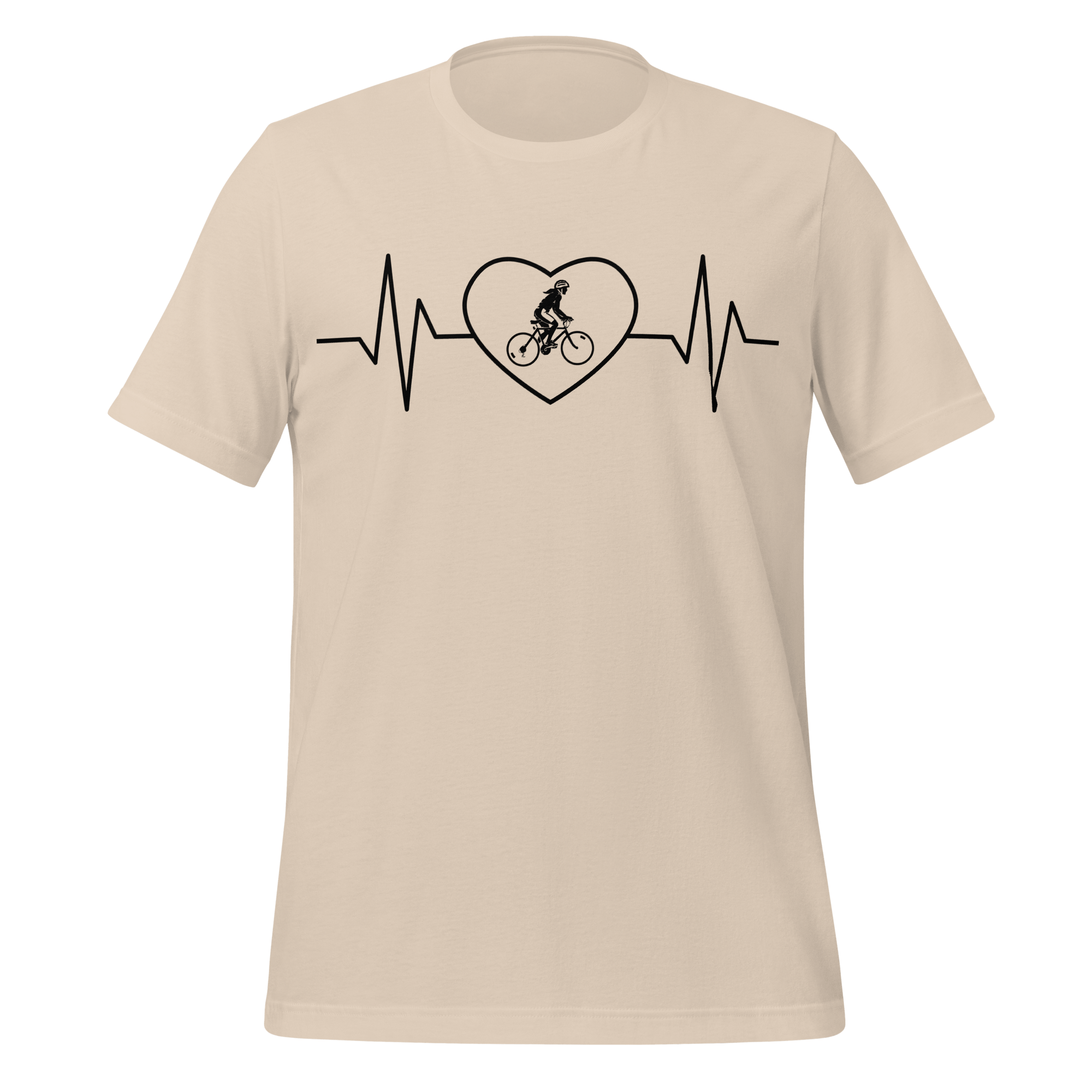 Female Cyclist Heartbeat T-Shirt | Minimalist Bike Lover Tee - Cyclist Hive