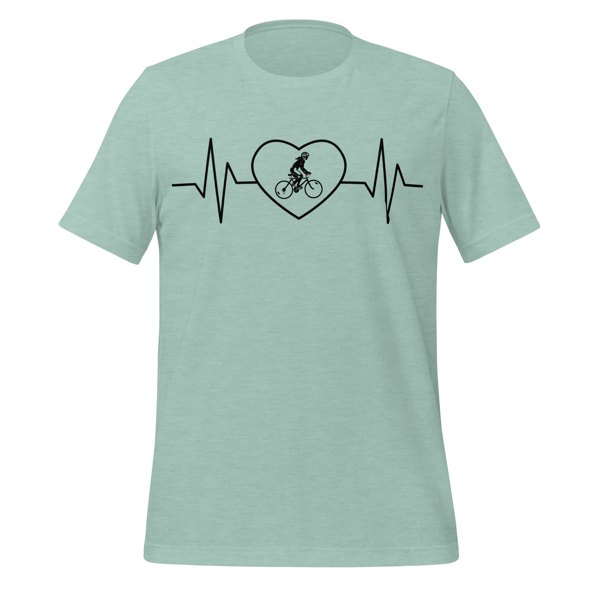 Female Cyclist Heartbeat T-Shirt | Minimalist Bike Lover Tee - Cyclist Hive